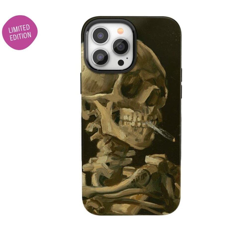 Casely iPhone 14 Pro Phone Case - Van Gogh Head of a Skeleton with a Burning Cig